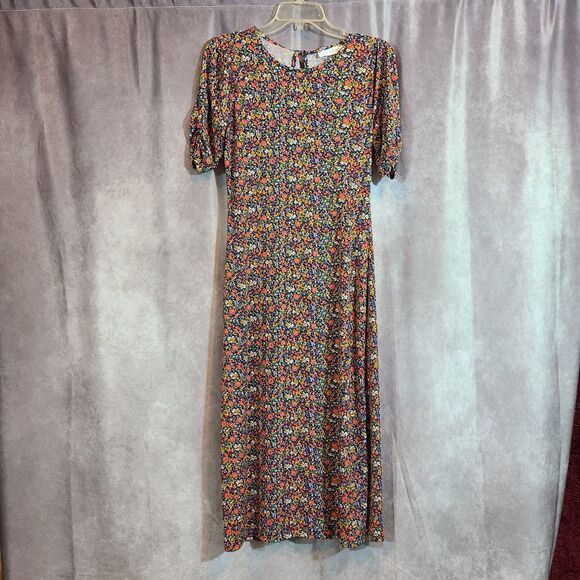 All in Favor Retro Print Floral Print Midi Dress Size Medium - Picture 2 of 5